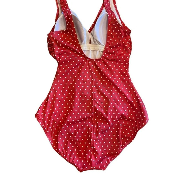 jantzen red & white polka dot one piece wrap style swimsuit 
retro 50s style - Picture 4 of 9